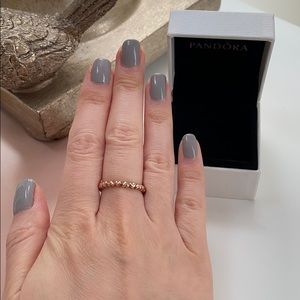 Pandora rose gold hearts ring